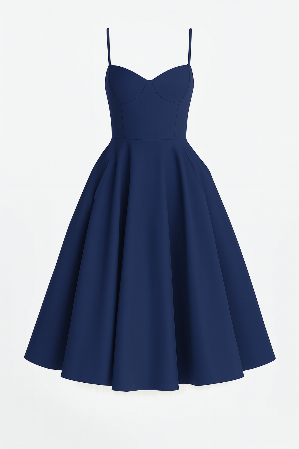 Robe midi évasée | Coupe bustier | Bretelles fines | Élégance intemporelle