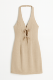 Robe courte vichy | Col américain noué | Détails à nouer | Style rétro estival