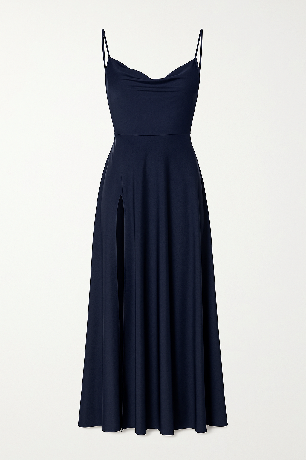 Robe de Soirée en Satin | Décolleté Drapé | Élégance avec Fente Haute