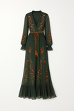Robe Longue Bohème | Broderie Florale | Fluide & Romantique