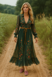 Robe Longue Bohème | Broderie Florale | Fluide & Romantique