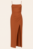 Robe Longue en Satin | Bretelles Fines | Élégante et Fluide