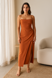 Robe Longue en Satin | Bretelles Fines | Élégante et Fluide