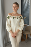 Blouse Épaules Dénudées Brodée | Élégante | Féminine & Chic