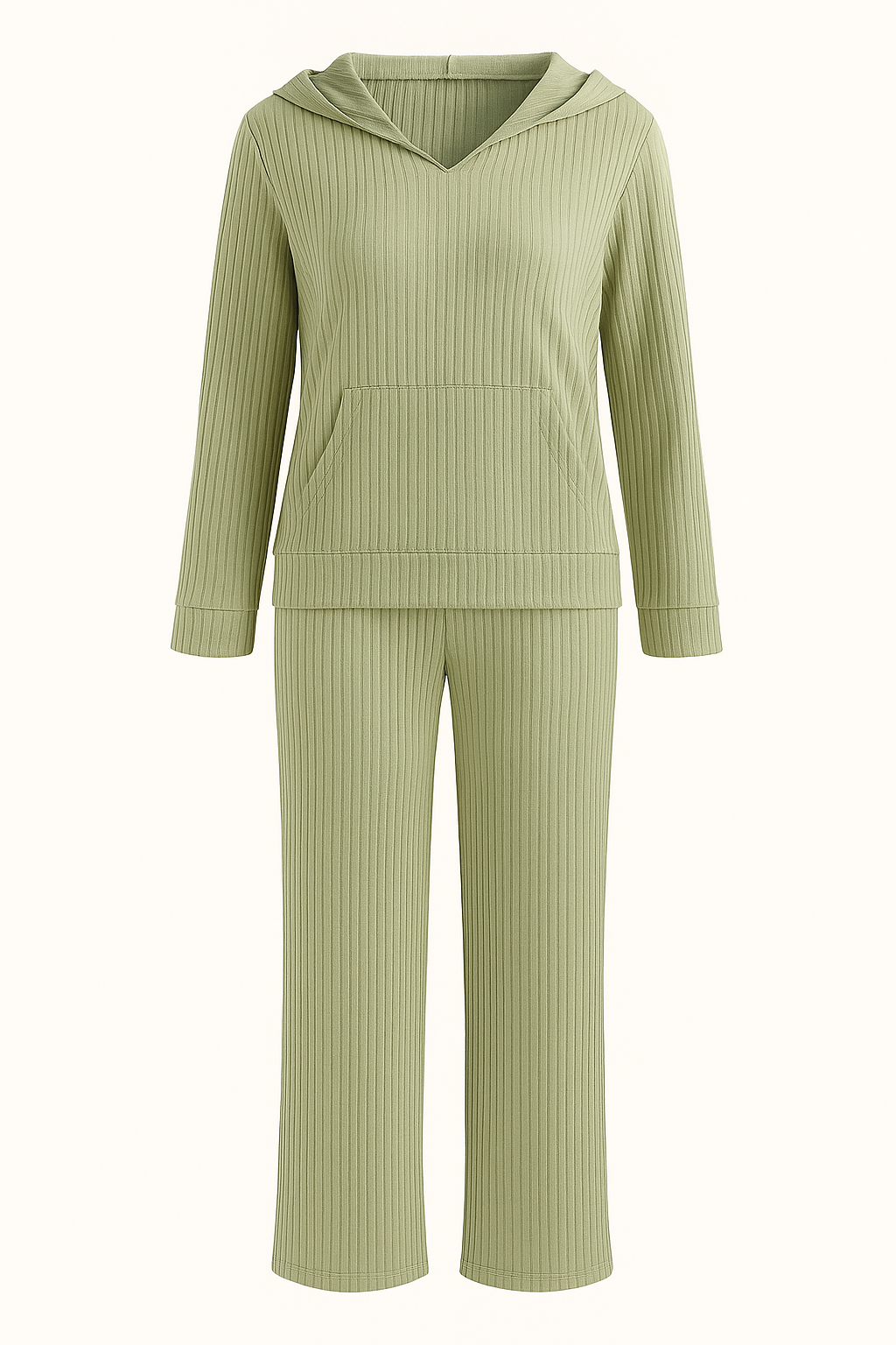 Ensemble homewear côtelé | Vert citron | Confort douillet pour journées détente