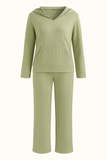 Ensemble homewear côtelé | Vert citron | Confort douillet pour journées détente