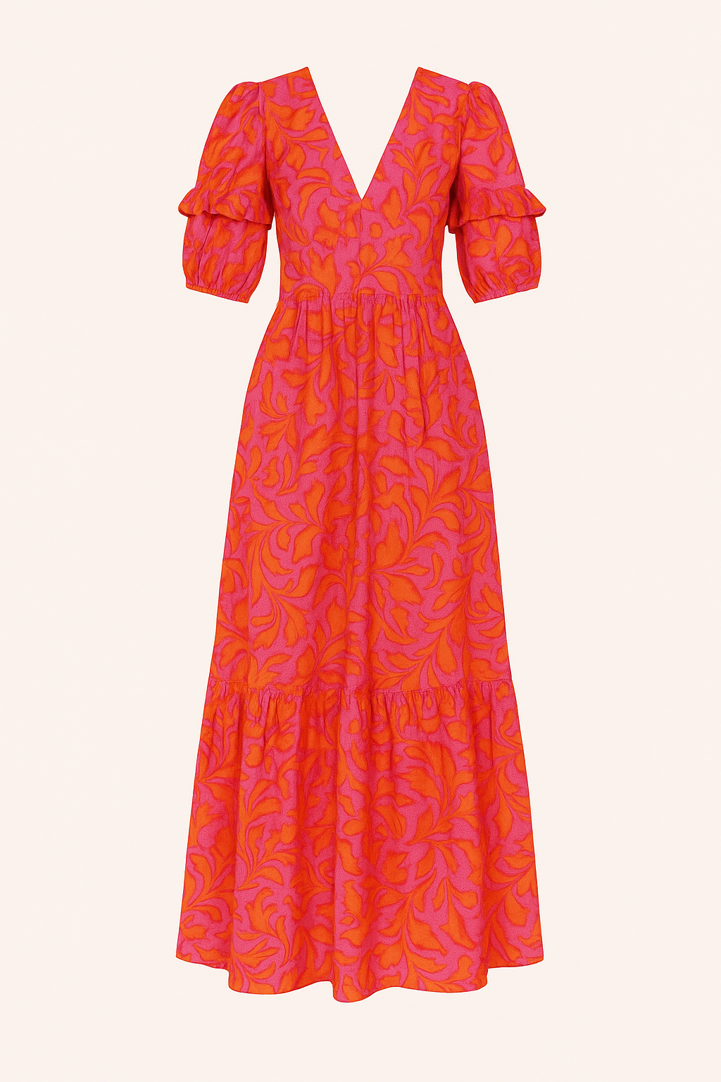 Robe Longue Fleurie | Manches Bouffantes | Légère et Fluide