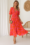 Robe Longue Fleurie | Manches Bouffantes | Légère et Fluide