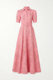 Robe Longue Ceinturée Texturée | Élégance Structurée | Finition Florale