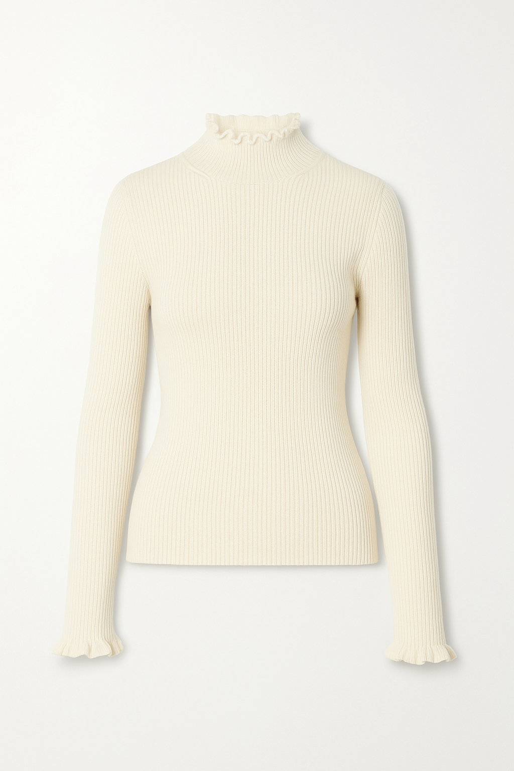 Pull Col Roulé à Volants | Doux & Élégant | Maille Chic