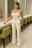 Combinaison Bustier à Plumes | Élégante & Glamour | Idéale pour les Grandes Occasions