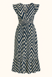 Robe Midi à Imprimé Chevron | Élégance Graphique | Fluidité Décontractée