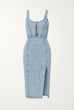 Robe Midi en Jean | Bleu Clair Délavé | Coupe Ajustée & Glamour