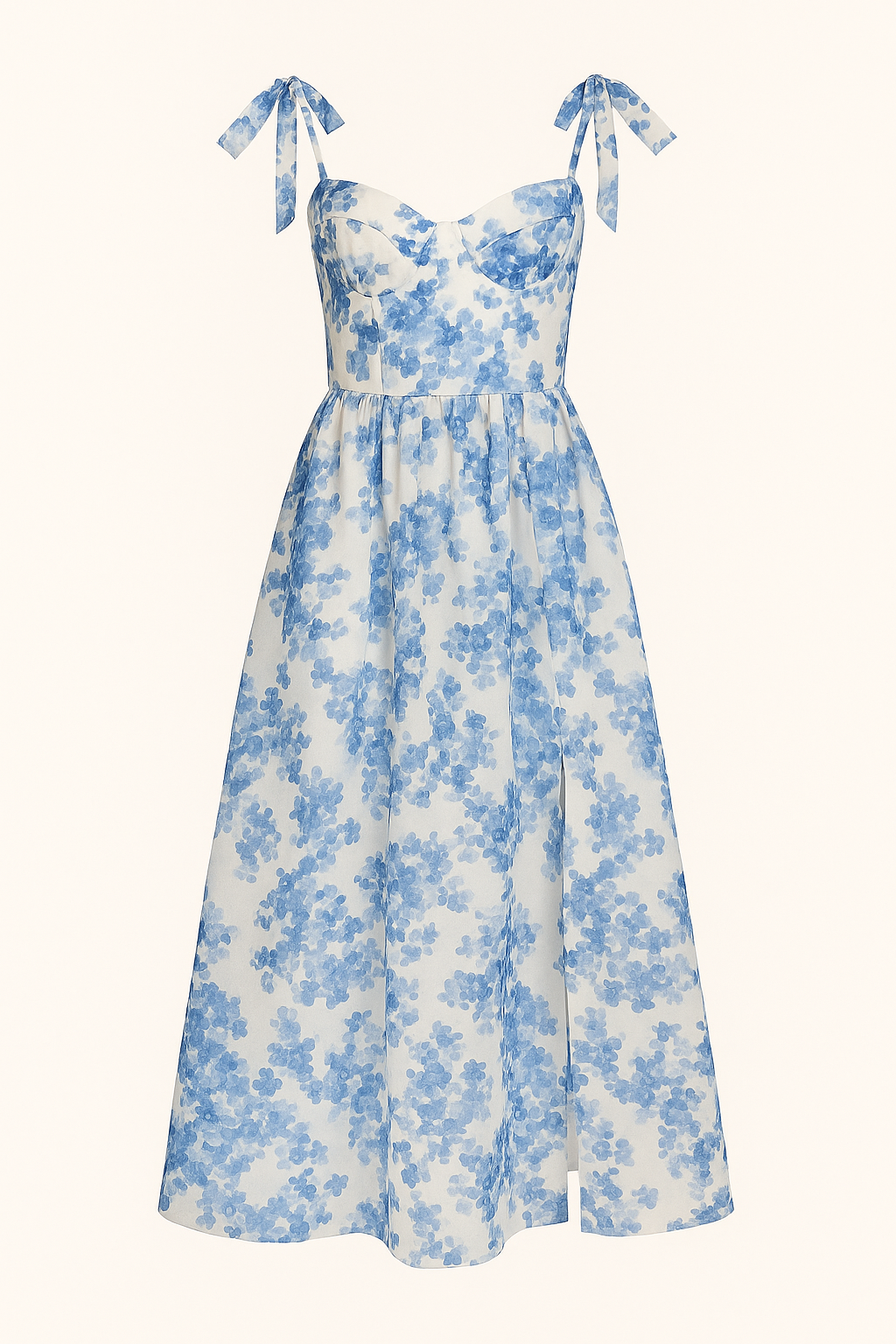 Robe Midi Fleurie | Imprimé Bleu Romantique | Légère & Élégante