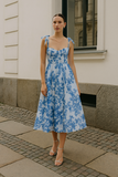 Robe Midi Fleurie | Imprimé Bleu Romantique | Légère & Élégante