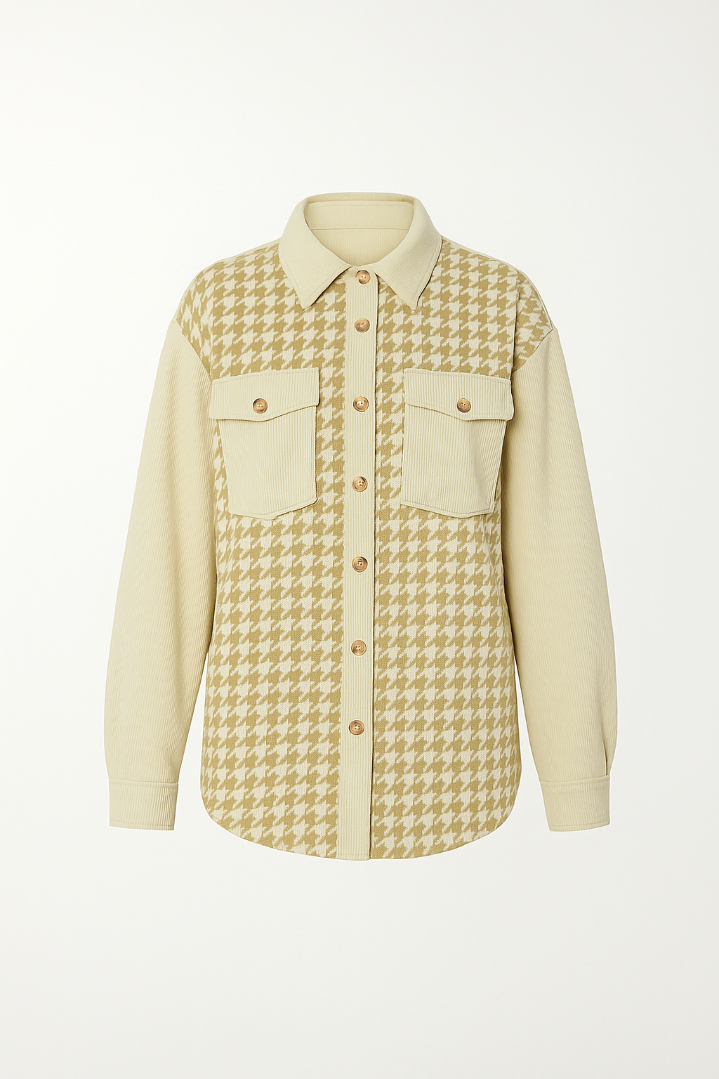 Surchemise en Velours à Motif Pied-de-Poule | Coupe Oversize | Décontractée et Tendance