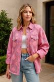Veste en Jean Imprimée Oversize | Bohème & Tendance | Idéale pour la Superposition