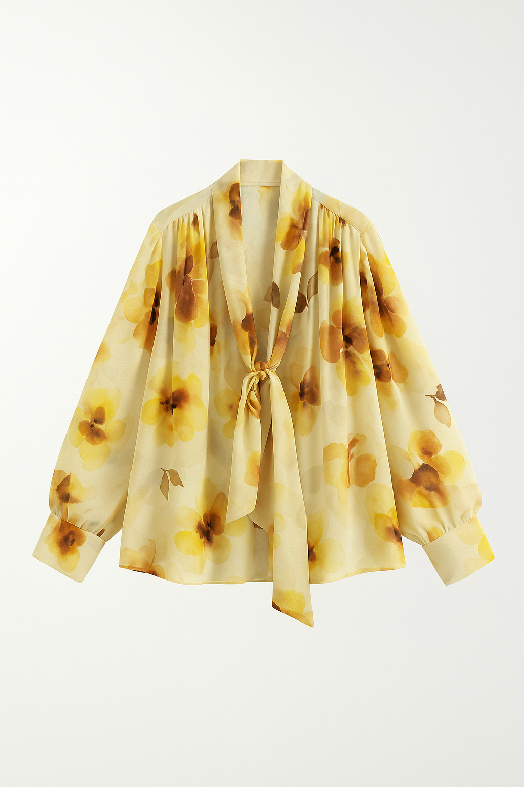 Blouse en mousseline fleurie avec nœud | Multicolore | Élégance florale et légère