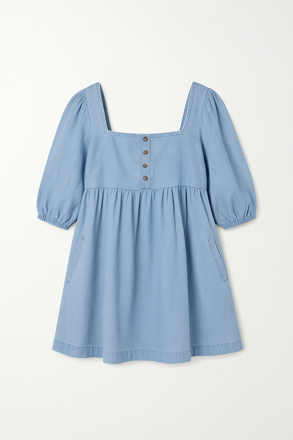 Robe en Jean à Manches Bouffantes | Bleu Beau | Féminine et Décontractée