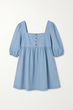 Robe en Jean à Manches Bouffantes | Bleu Beau | Féminine et Décontractée