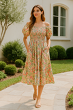 Robe Midi Fleurie Smockée | Rose Abricot | Romantique & Féminine