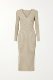 Robe Cache-Cœur en Maille Côtelée | Tissu Stretch Doux | Féminine et Confortable