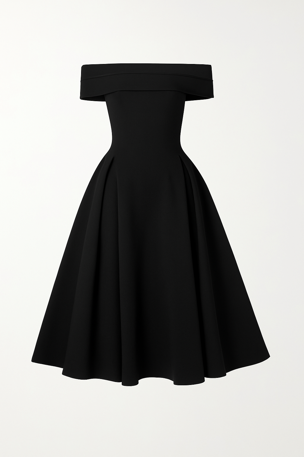 Robe Midi Épaules Dénudées | Noir & Blanc | Chic et Intemporelle