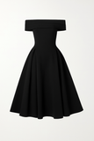 Robe Midi Épaules Dénudées | Noir & Blanc | Chic et Intemporelle