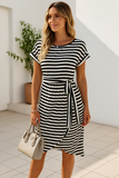 Robe Midi Rayée | Ceinture à Nouer | Décontractée & Élégante
