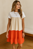 Robe Babydoll Color Block | Coupe Ample | Décontractée & Tendance