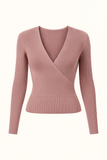 Pull Cache-Cœur Côtelé | Décolleté Plongeant | Chic & Féminin