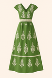 Robe Longue Bohème | Élégance Marine | Légère & Brodée