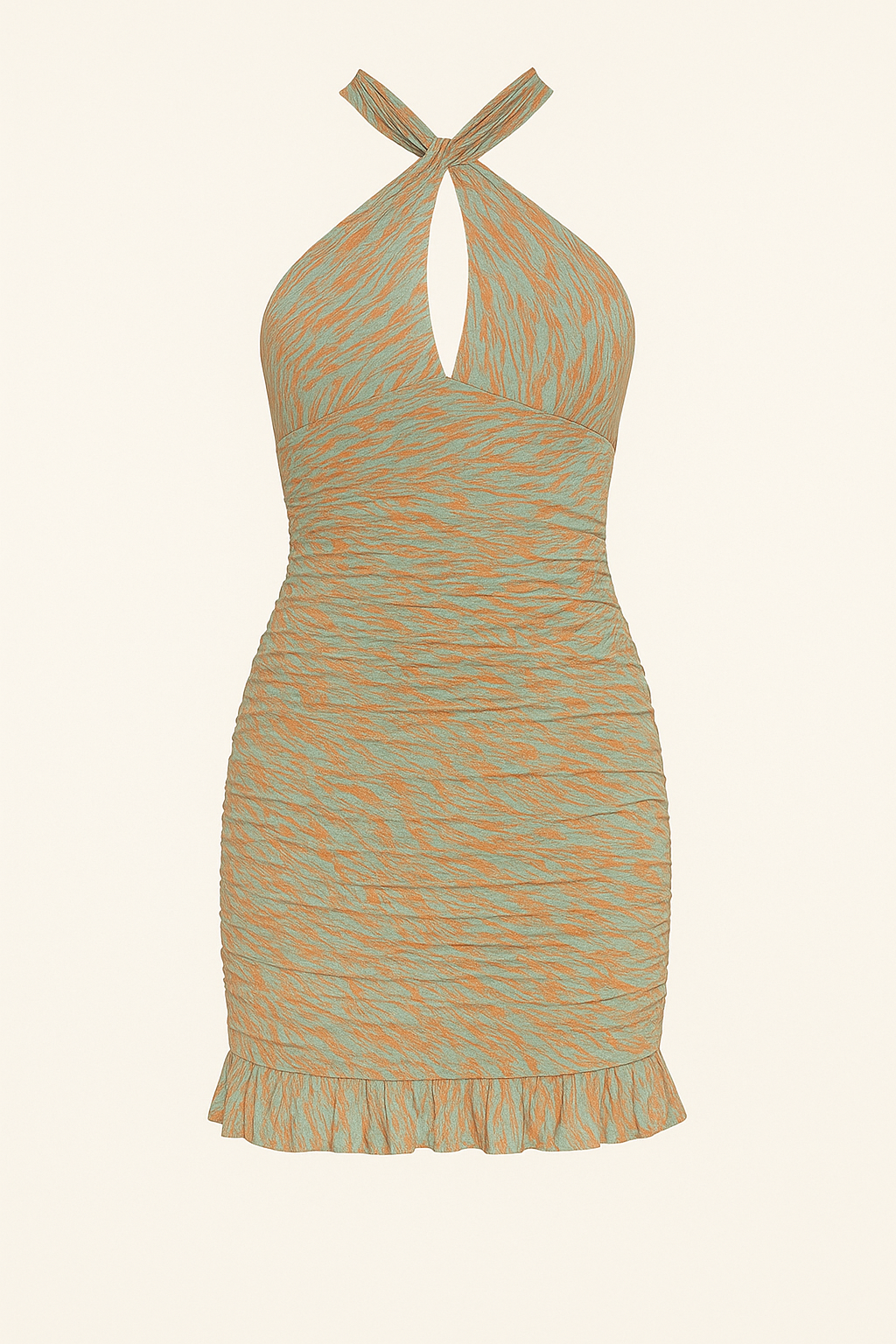 Robe Mini Froncée à Col Halter | Tissu Stretch | Audacieuse et Glamour