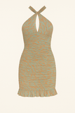 Robe Mini Froncée à Col Halter | Tissu Stretch | Audacieuse et Glamour