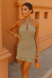 Robe Mini Froncée à Col Halter | Tissu Stretch | Audacieuse et Glamour