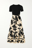 Robe Midi Contrastée Fleurie | Couleur Mixte | Chic et Féminine