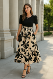 Robe Midi Contrastée Fleurie | Couleur Mixte | Chic et Féminine