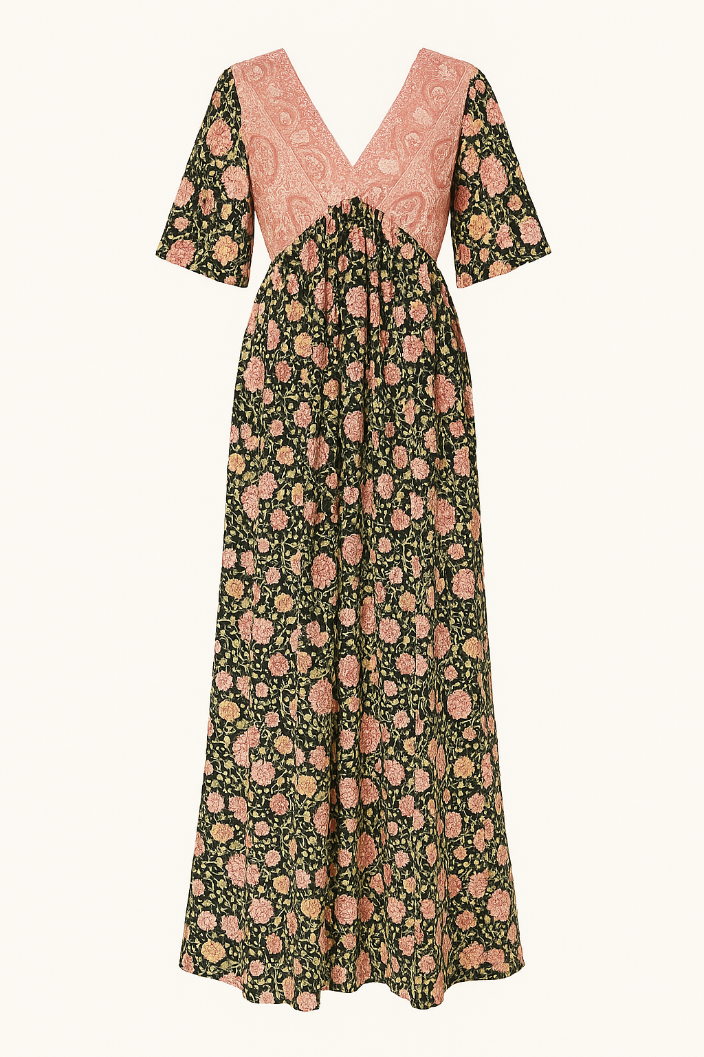Robe Longue Bohème à Fleurs | Décolleté en V & Fluide | Charme Romantique Décontracté