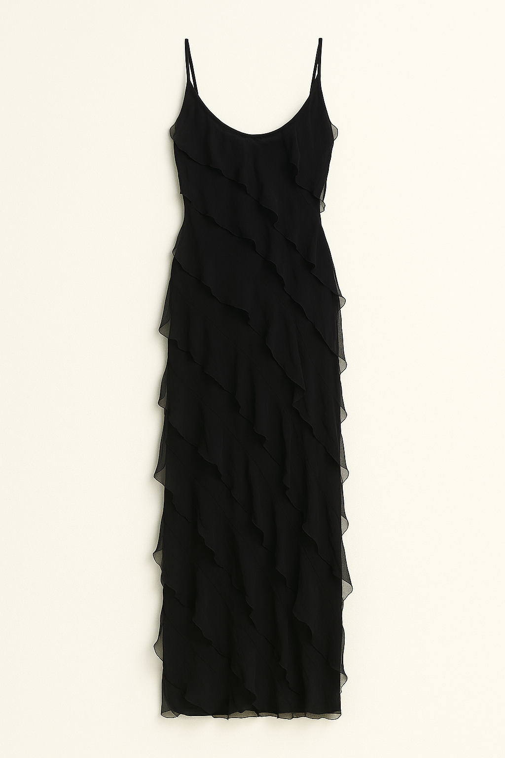 Robe Longue à Volants | Silhouette Élégante | Tenue de Soirée Inoubliable