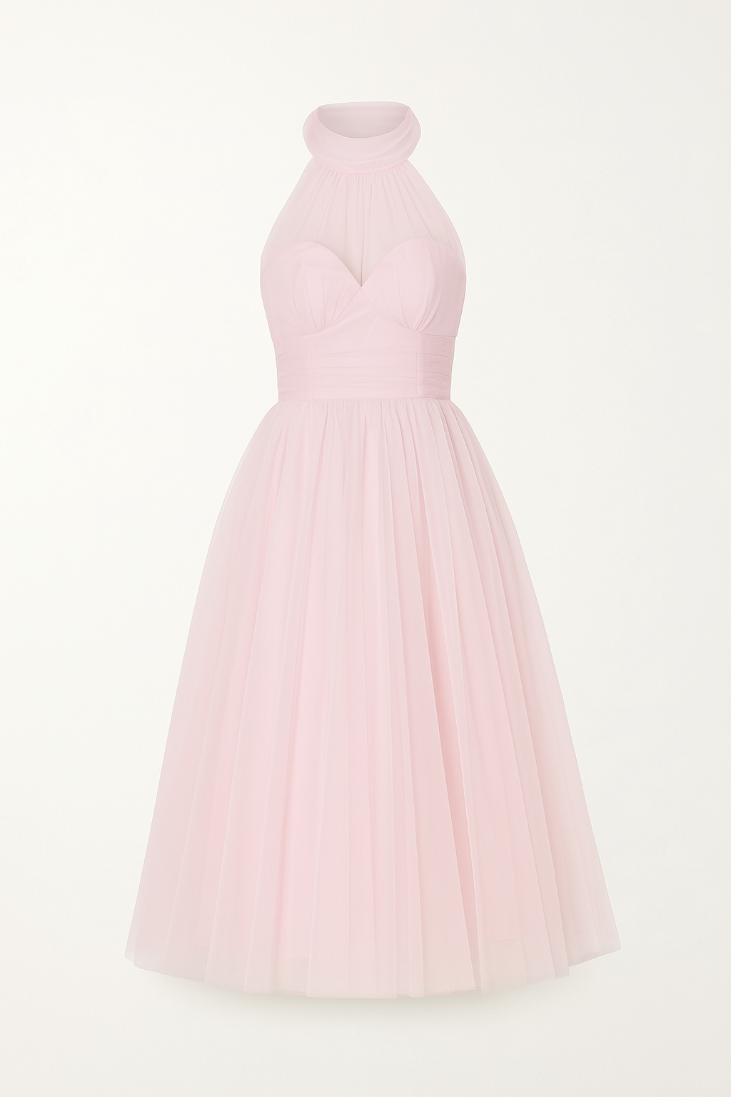 Robe Midi à Col Haut en Tulle | Rêveuse & Volumineuse | Idéale pour les Grandes Occasions