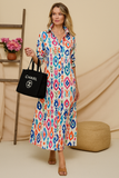 Robe Longue Bohème Ikat | Multicolore | Fluide et Vibrante