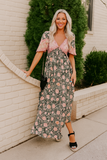 Robe Longue Bohème à Fleurs | Décolleté en V & Fluide | Charme Romantique Décontracté