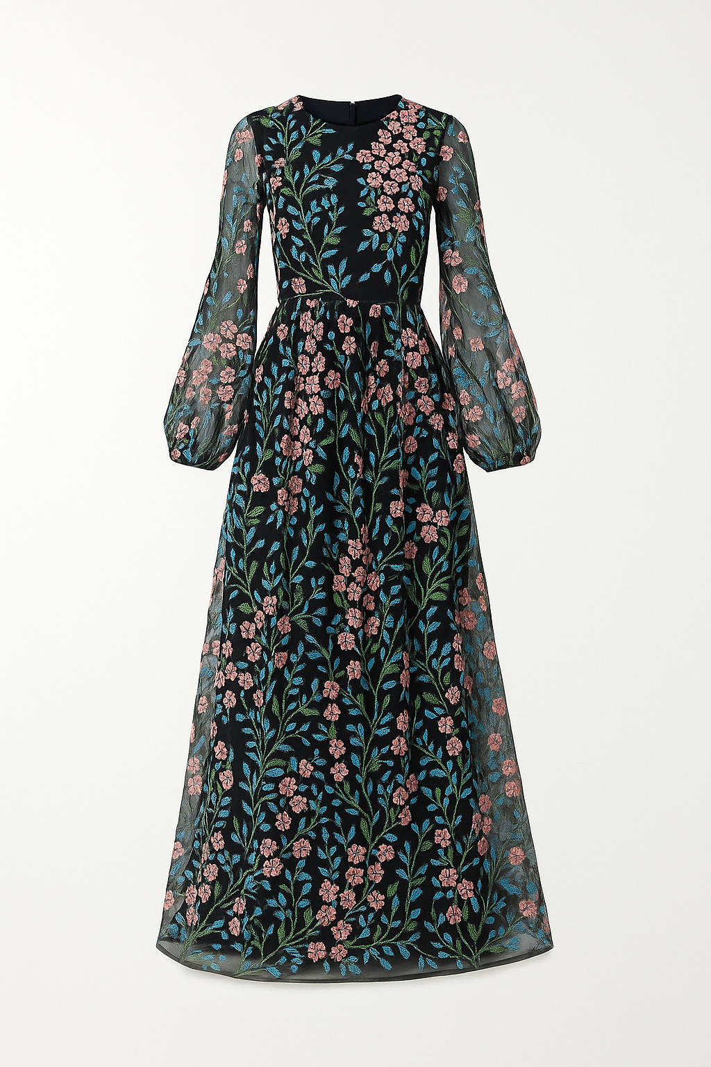 Robe Longue en Tulle Brodé | Élégante | Pièce Romantique