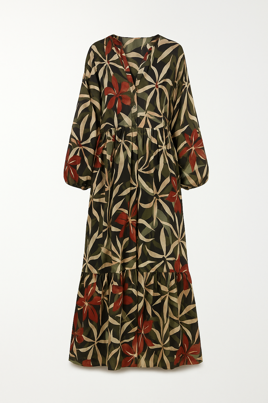 Robe Longue Bohème | Fluide | Imprimé Tropical Léger