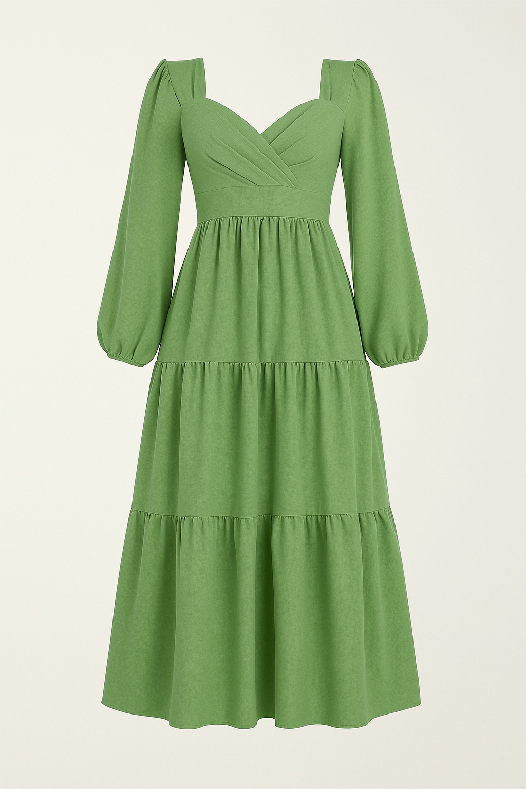 Robe midi taille empire | Vert Sarcelle | Élégance douce et féminine