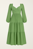 Robe midi taille empire | Vert Sarcelle | Élégance douce et féminine