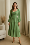 Robe midi taille empire | Vert Sarcelle | Élégance douce et féminine