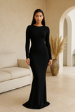 Robe Longue Moulante à Manches Longues | Élégante & Ajustée | Style Intemporel