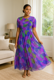 Robe Longue Transparente | Imprimé Multicolore | Élégance Fluide et Légère