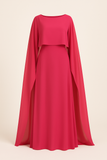 Robe Caftan Satinée | Élégance Drapée | Tenue de Soirée Modeste